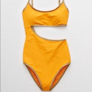 Aerie yellow cutout one piece swimsuit, Sz XS